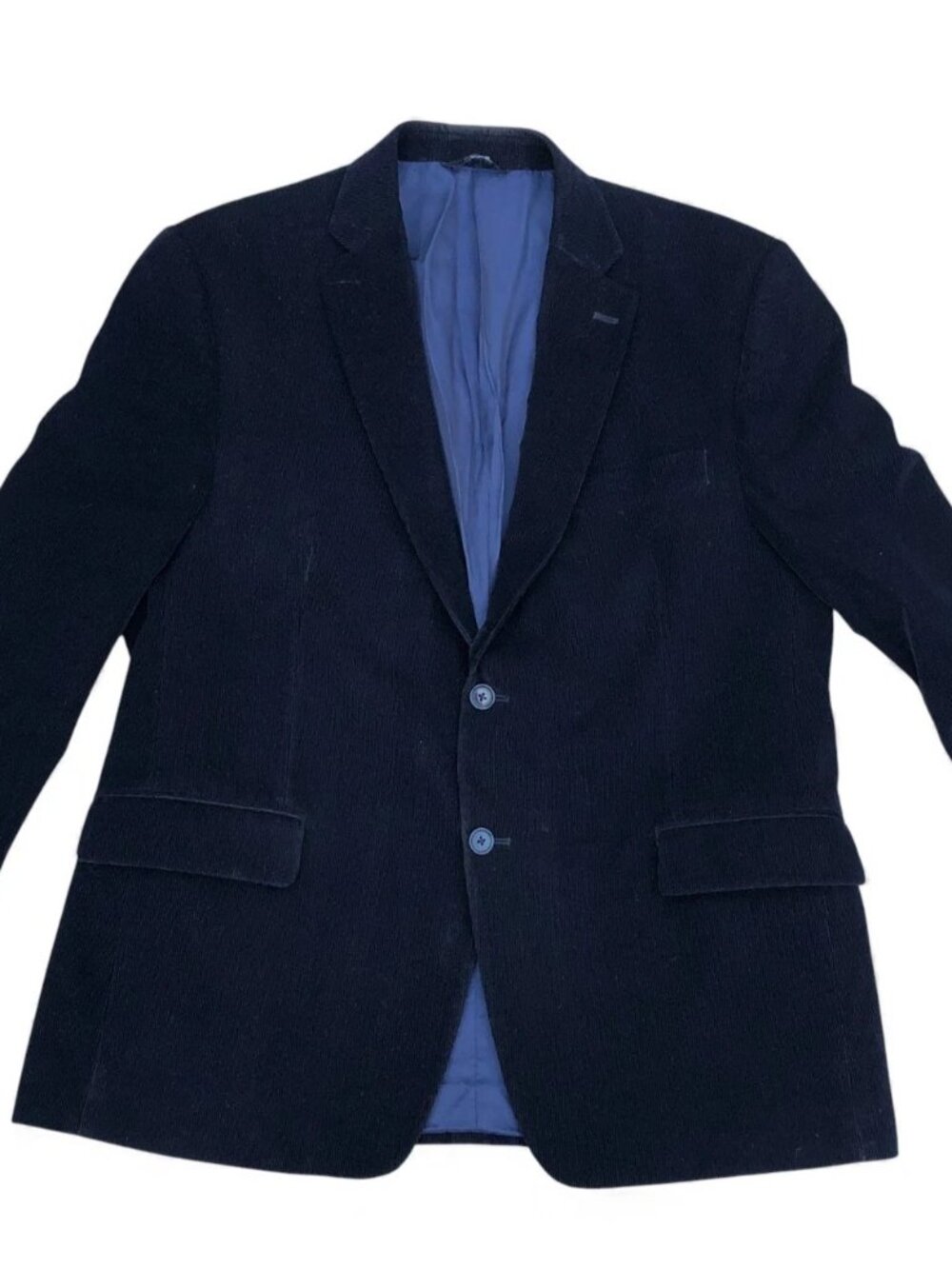 APT 9 Corduroy Blazer Jacket Men's 44S Blue Long Sleeve Button
